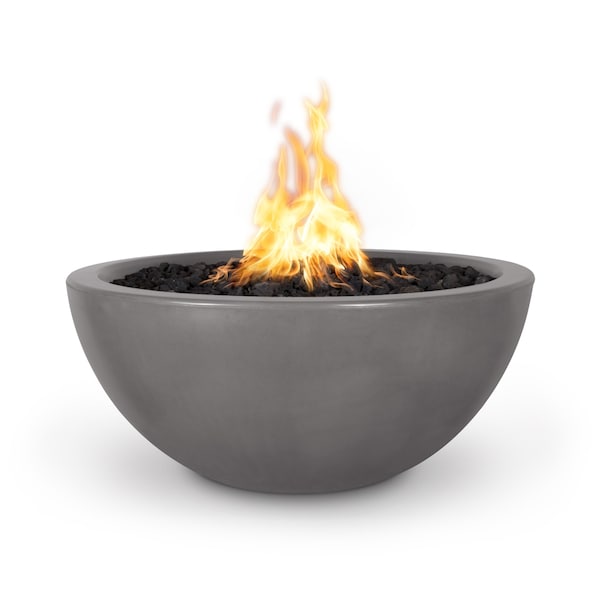 The Outdoor Plus 30 Round Luna Fire Bowl, GFRC Concrete, Natural Gray, Low Voltage Electronic Ignition, Liquid Propane OPT-LUNFO30E12V-NGY-LP - main